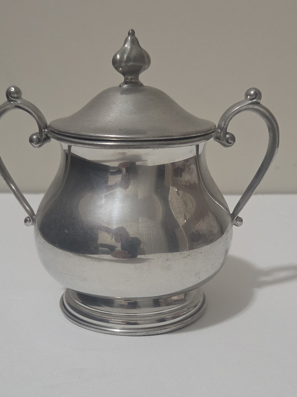 Classic Silver-Tone Covered Sugar Bowl with Handles